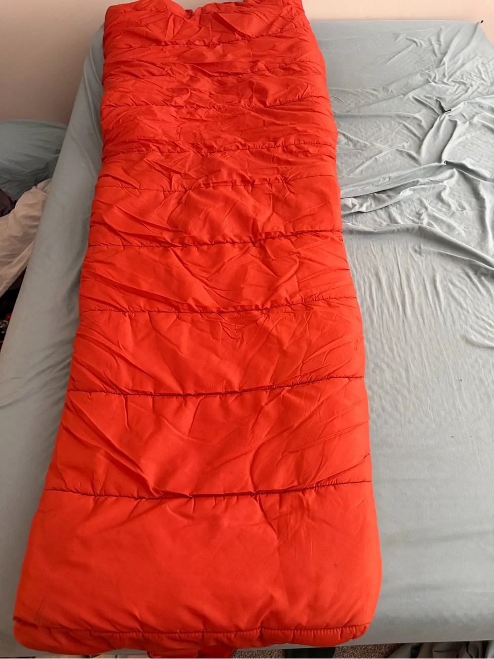 1980s/1970s Vintage orange Sleeping Bag - great for outdoor camping